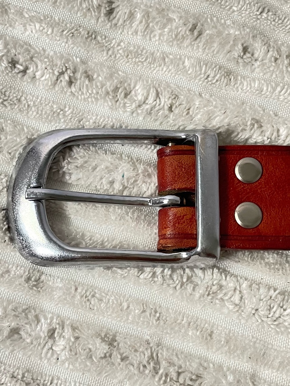 Vintage Brown Leather Tooled Belt with Silver Buckle